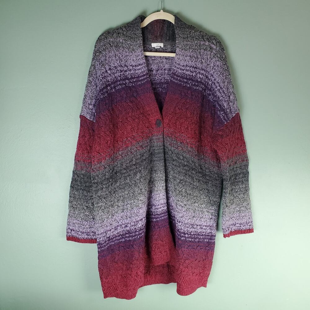 J. Jill Womens Multicolor Ombre Chunky Cable Knit Sweater Duster Size Large